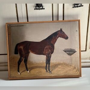 Canvas framed Horse in stable art signed  "St Galmier" by Emil Adam Wall decor